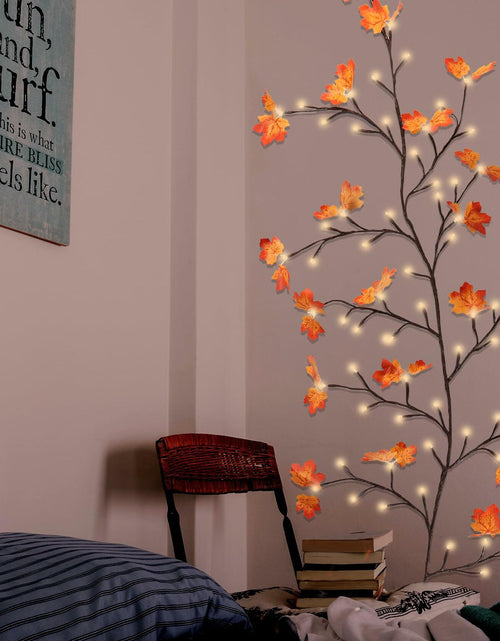 Load image into Gallery viewer, PAJH Fall Thanksgiving Garland 5.25ft 72 LED 8 Modes Orange Leaf Lights

