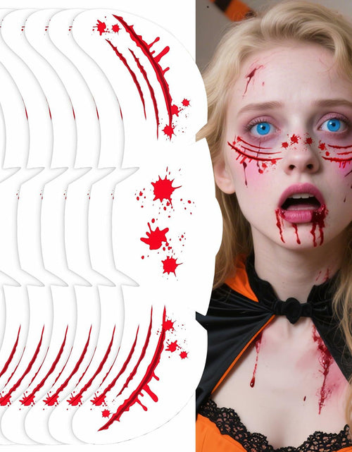 Load image into Gallery viewer, Halloween Scary Glitter Freckles 6 Pcs Scars Stitches Face Tattoo Sparkle
