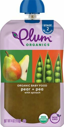 Load image into Gallery viewer, Plum Organics Stage 2 Baby Food Pear Pea Spinach 4oz Pouch Organic
