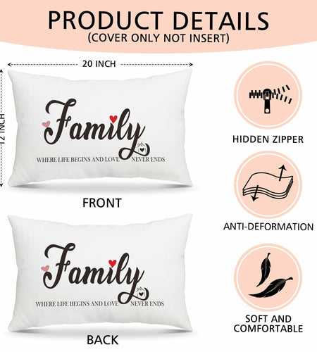 Fihjm Family Throw Pillow Cover 12x20 Beige Farmhouse Home Decor 24 Pack