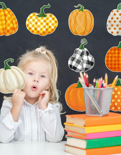 Load image into Gallery viewer, Cholemy 90 Pcs Pumpkin Cutouts Thanksgiving Fall Colorful Paper Decor
