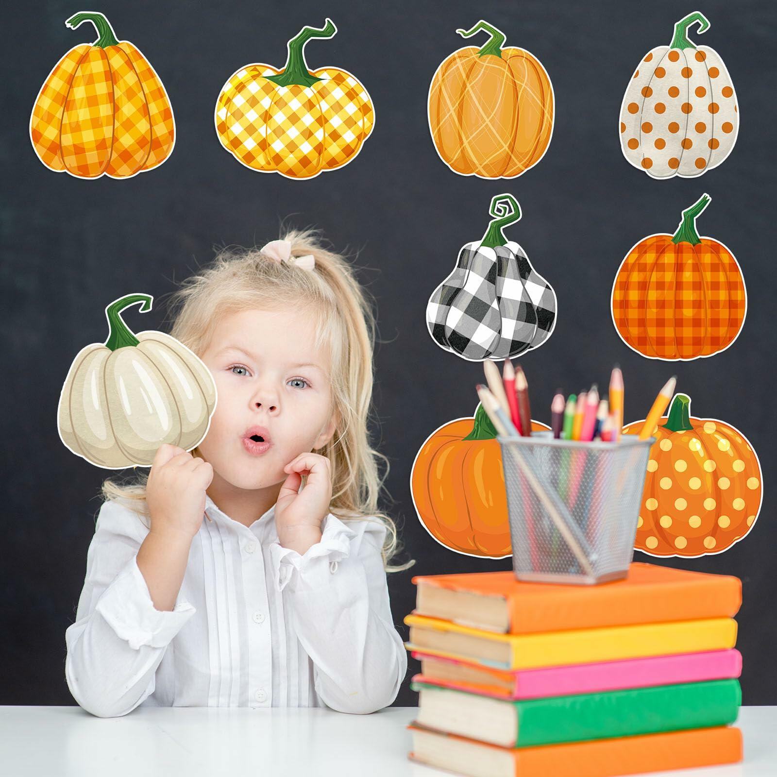 Cholemy 90 Pcs Pumpkin Cutouts Thanksgiving Fall Colorful Paper Decor