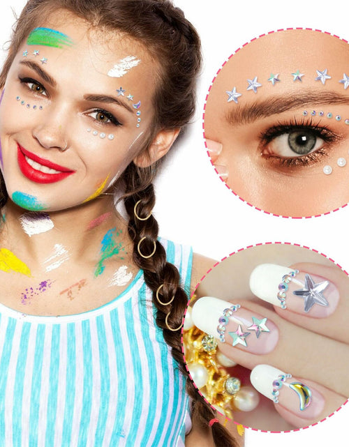 Load image into Gallery viewer, OIIKI 2 Sheets Face Eye Gems Stickers Rhinestone Body Nail Stickers White
