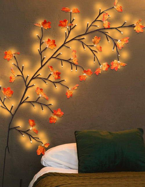 Load image into Gallery viewer, PAJH Fall Thanksgiving Garland 5.25ft 72 LED 8 Modes Orange Leaf Lights
