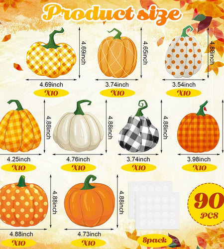 Cholemy 90 Pcs Pumpkin Cutouts Thanksgiving Fall Colorful Paper Decor