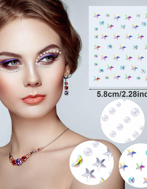 Load image into Gallery viewer, OIIKI 2 Sheets Face Eye Gems Stickers Rhinestone Body Nail Stickers White
