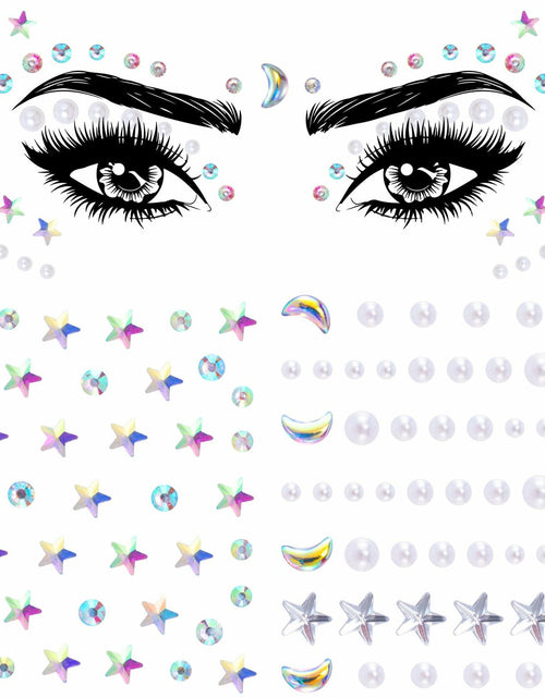 Load image into Gallery viewer, OIIKI 2 Sheets Face Eye Gems Stickers Rhinestone Body Nail Stickers White
