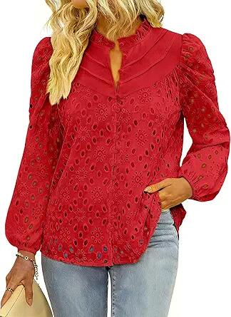 Load image into Gallery viewer, BETTE BOUTIK Oversized Lace Tunic Blouse Crewneck Red Size XL
