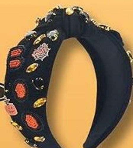 ABONDEVER Halloween Headbands Women Black Rhinestone Beaded Boo Pumpkin