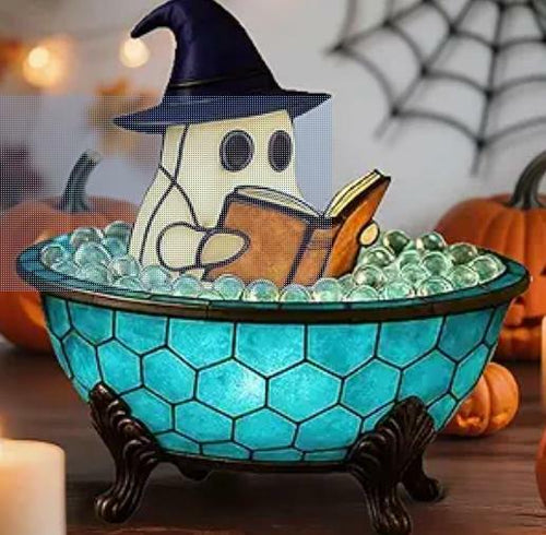 Load image into Gallery viewer, Generic Ghost Bubble Bath Lamp Halloween Red Light Red Blue LED Decor
