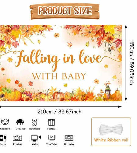 AIBIIN Baby Shower Pumpkin Backdrop Yellow 70.8x43.3 inch Fall Decor