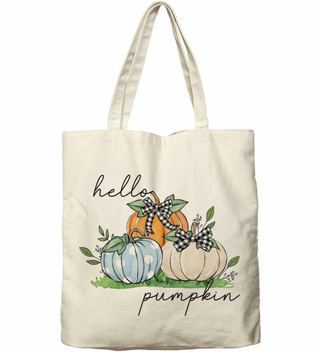 Dlzdn Fall Pumpkin Canvas Tote Bag Reusable Grocery Beach Bag Off-white One Size