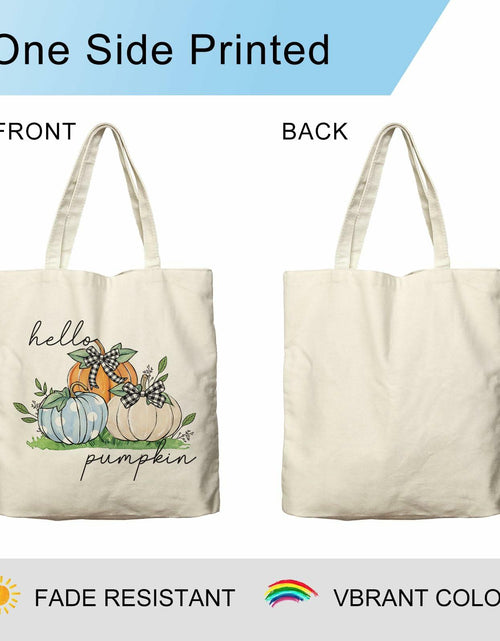 Load image into Gallery viewer, Dlzdn Fall Pumpkin Canvas Tote Bag Reusable Grocery Beach Bag Off-white One Size
