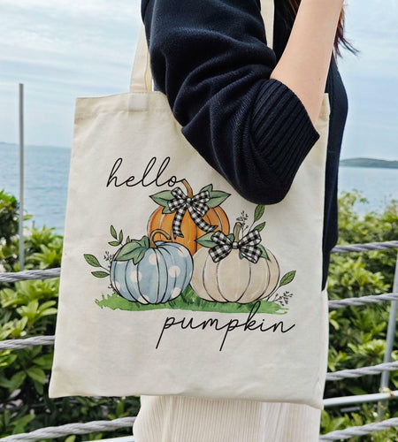 Dlzdn Fall Pumpkin Canvas Tote Bag Reusable Grocery Beach Bag Off-white One Size