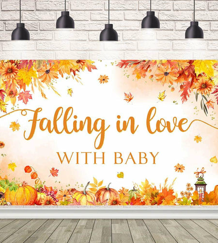 AIBIIN Baby Shower Pumpkin Backdrop Yellow 70.8x43.3 inch Fall Decor