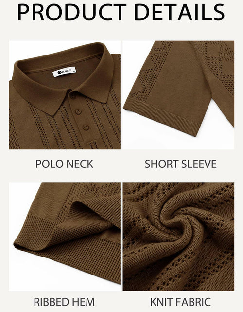 Load image into Gallery viewer, Runcati Mens Slim Fit Knit Polo Shirt Short Sleeve Cotton Coffee Size XX-Large
