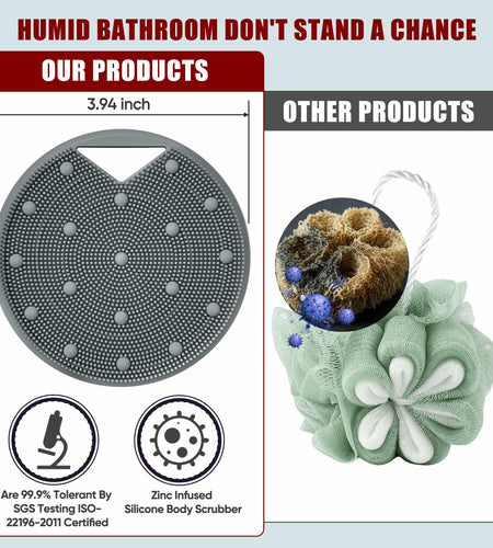 Canroom Silicone Body Scrubber for Men Women - Anti Zinc Infused-Exfoliating