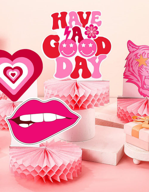 Load image into Gallery viewer, Sinmoe 9pcs Hot Pink Preppy Honeycomb Table Centerpiece Party Decor
