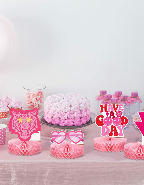 Load image into Gallery viewer, Sinmoe 9pcs Hot Pink Preppy Honeycomb Table Centerpiece Party Decor
