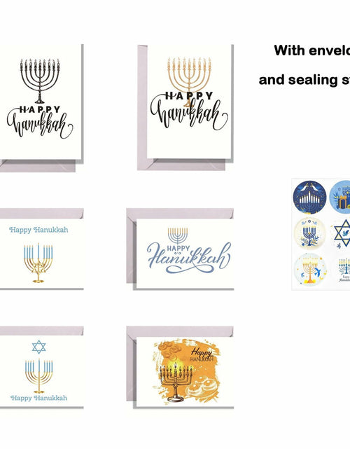 Load image into Gallery viewer, Qpout 12 PCS Hanukkah Cards with Envelopes Stickers Monochrome C Style
