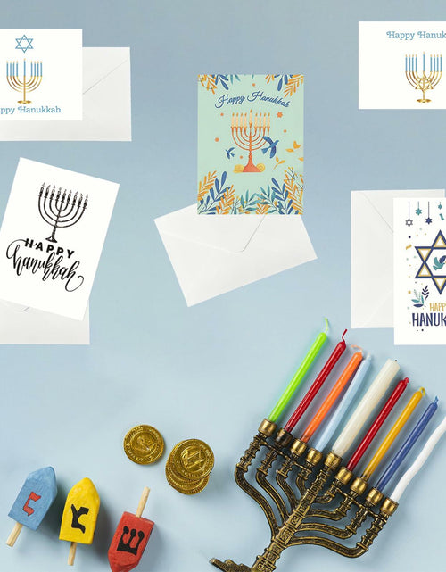 Load image into Gallery viewer, Qpout 12 PCS Hanukkah Cards with Envelopes Stickers Monochrome C Style
