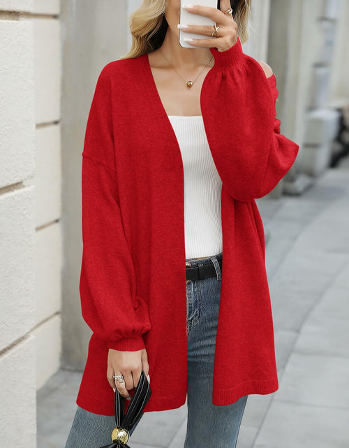 Load image into Gallery viewer, Ziesexy Womens Oversized Knit Cardigan Sweater Long Open Front Red

