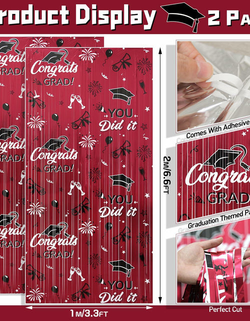 Load image into Gallery viewer, Pedel 2025 Graduation Foil Fringe Curtains 2 Pack 3.2x6.5ft Maroon Black
