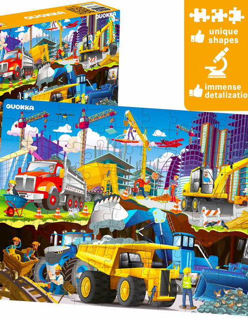 Load image into Gallery viewer, QUOKKA 100 Pc Kids Puzzles Ages 4-8 Pirates Constructions Animals Cardboard
