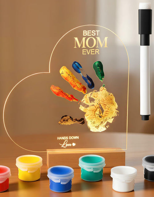 Load image into Gallery viewer, Chunful Best Mom Ever DIY Handprint Kit with 6 Paints Multicolor Night Light
