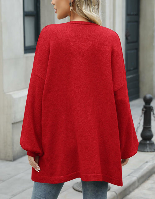 Load image into Gallery viewer, Ziesexy Womens Oversized Knit Cardigan Sweater Long Open Front Red
