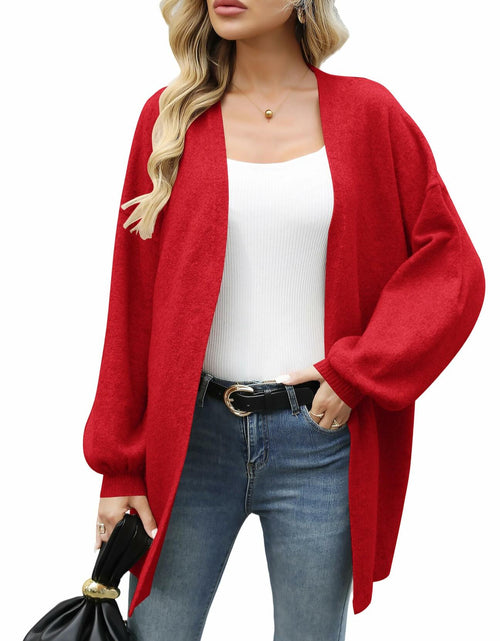 Load image into Gallery viewer, Ziesexy Womens Oversized Knit Cardigan Sweater Long Open Front Red
