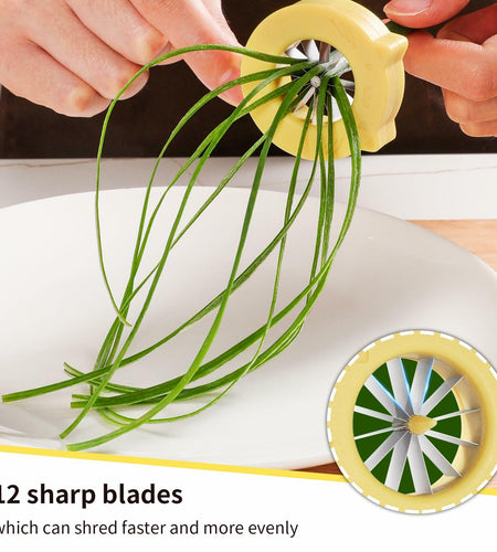 NECOOKS Cute Cat Green Onion Slicer 12 Stainless Steel Blades 1 Pack