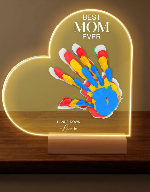 Load image into Gallery viewer, Chunful Best Mom Ever DIY Handprint Kit with 6 Paints Multicolor Night Light
