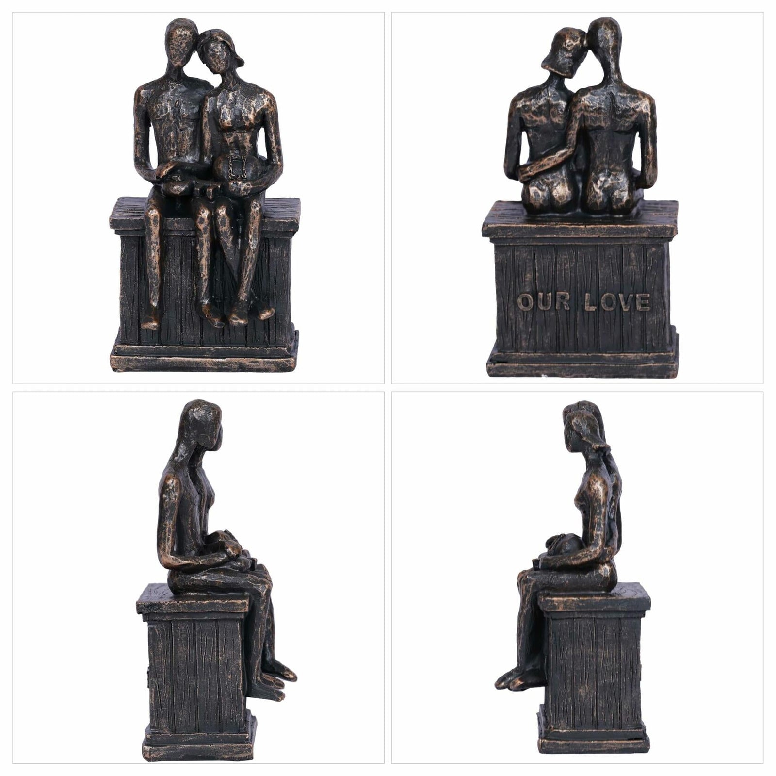 PUHOZN Iron Swing Couple Sculpture Wedding Love Statue Copper Classic Size