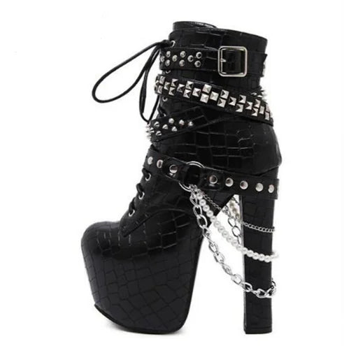 Load image into Gallery viewer, Women's Waterproof Studded Short Boots with Chunky Heels
