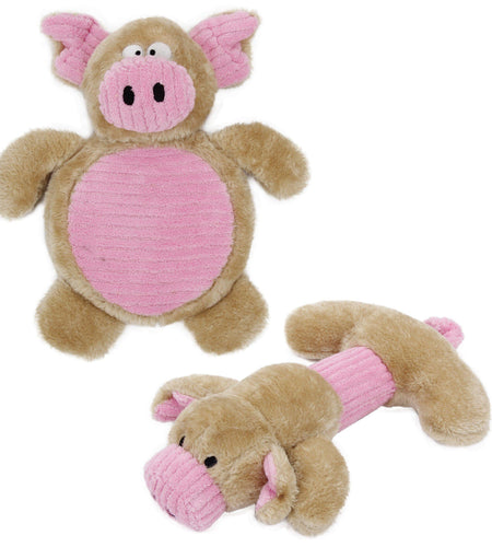 Pet Life ® 2-piece Dual Squeaker and Plush Animal Dog Toy Set