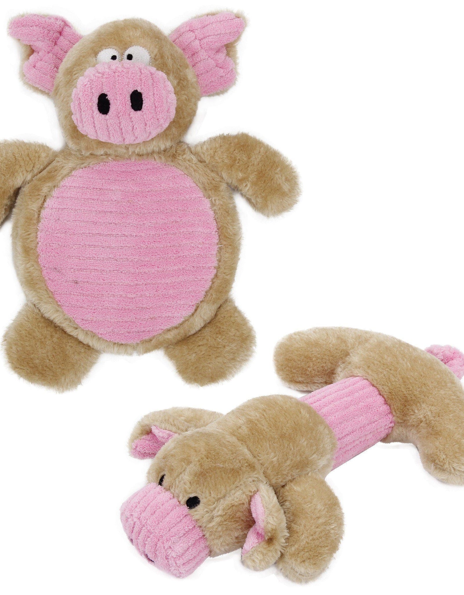 Pet Life ® 2-piece Dual Squeaker and Plush Animal Dog Toy Set