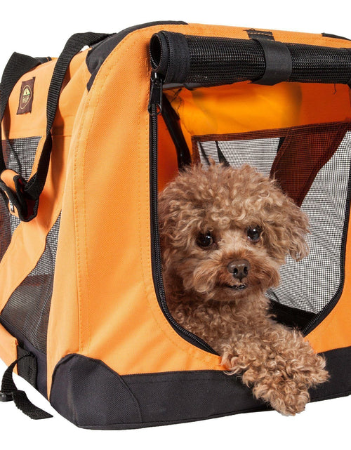 Load image into Gallery viewer, Pet Life ® '360° Vista View' Zippered Soft Folding Collapsible Durable Metal Framed Pet Dog Crate House Carrier

