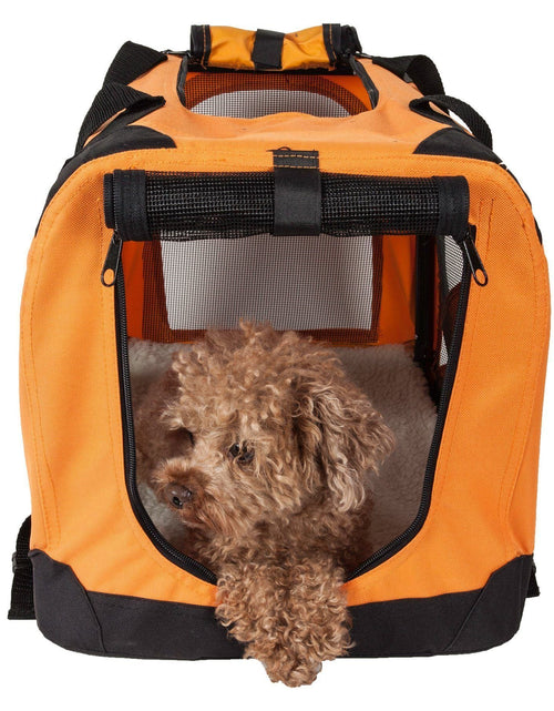 Load image into Gallery viewer, Pet Life ® '360° Vista View' Zippered Soft Folding Collapsible Durable Metal Framed Pet Dog Crate House Carrier
