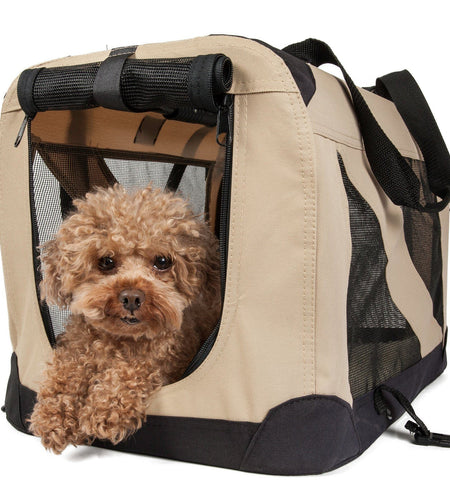 Pet Life ® '360° Vista View' Zippered Soft Folding Collapsible Durable Metal Framed Pet Dog Crate House Carrier