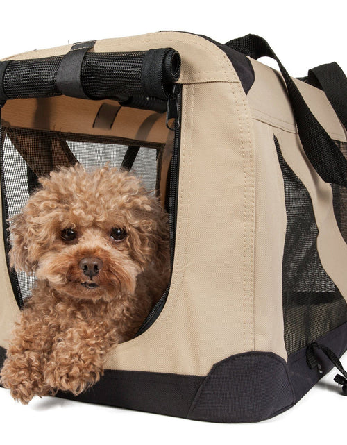 Load image into Gallery viewer, Pet Life ® '360° Vista View' Zippered Soft Folding Collapsible Durable Metal Framed Pet Dog Crate House Carrier

