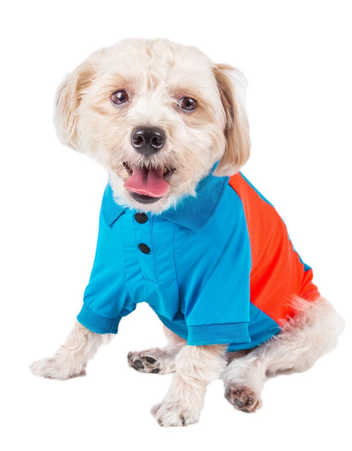 Load image into Gallery viewer, Pet Life ® Active 'Barko Pawlo' Relax-Stretch Quick-Drying Performance Dog Polo T-Shirt
