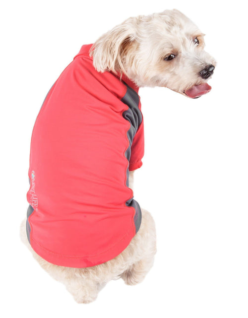Load image into Gallery viewer, Pet Life ® Active 'Barko Pawlo' Relax-Stretch Quick-Drying Performance Dog Polo T-Shirt
