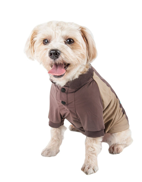 Load image into Gallery viewer, Pet Life ® Active 'Barko Pawlo' Relax-Stretch Quick-Drying Performance Dog Polo T-Shirt
