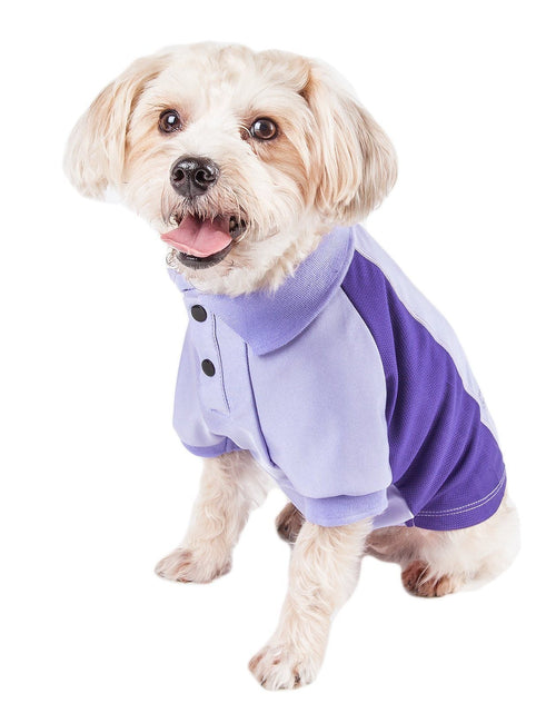 Load image into Gallery viewer, Pet Life ® Active 'Barko Pawlo' Relax-Stretch Quick-Drying Performance Dog Polo T-Shirt
