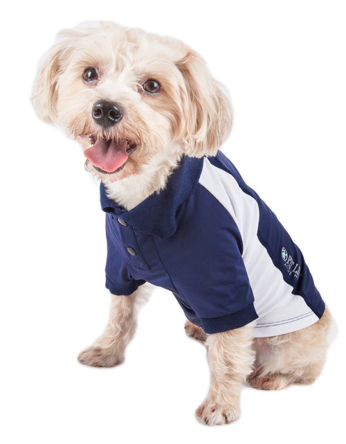 Load image into Gallery viewer, Pet Life ® Active 'Barko Pawlo' Relax-Stretch Quick-Drying Performance Dog Polo T-Shirt
