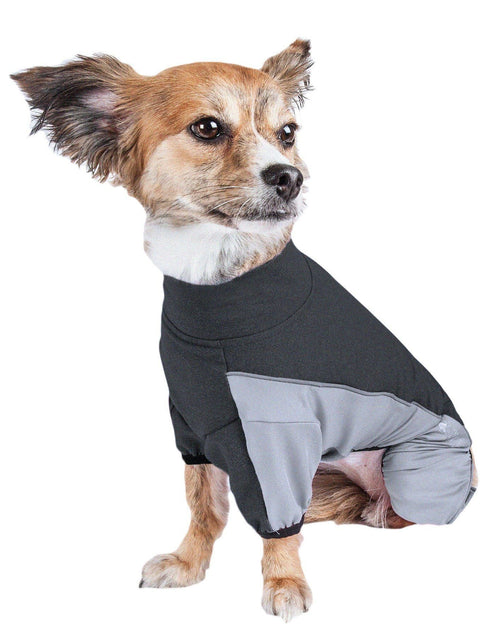 Load image into Gallery viewer, Pet Life ® Active 'Chase Pacer' Medium-weight 4-Way-Stretch Yoga Fitness Dog Tracksuit
