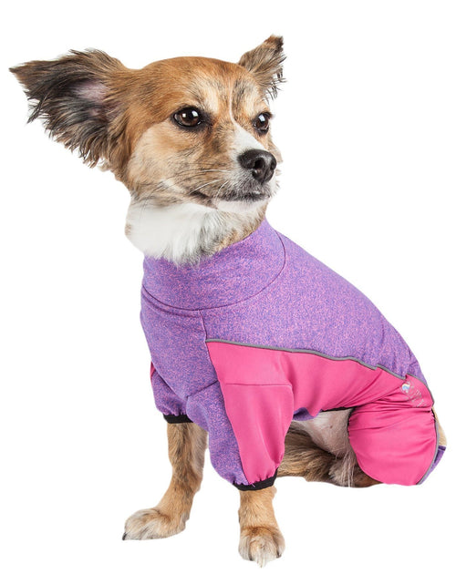 Load image into Gallery viewer, Pet Life ® Active 'Chase Pacer' Medium-weight 4-Way-Stretch Yoga Fitness Dog Tracksuit
