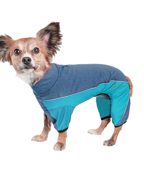 Load image into Gallery viewer, Pet Life ® Active 'Chase Pacer' Medium-weight 4-Way-Stretch Yoga Fitness Dog Tracksuit
