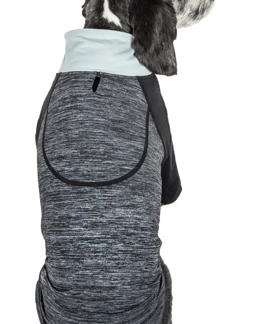Load image into Gallery viewer, Pet Life ® Active 'Chewitt Wagassy' 4-Way-Stretch Yoga Fitness Long-Sleeve Dog T-Shirt
